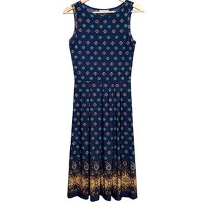Like New! Women’s Elegant Blue Sleeveless Dress with classic print. A-line fit.